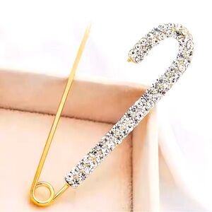 Elegant Gold and Silver Crystal Brooch